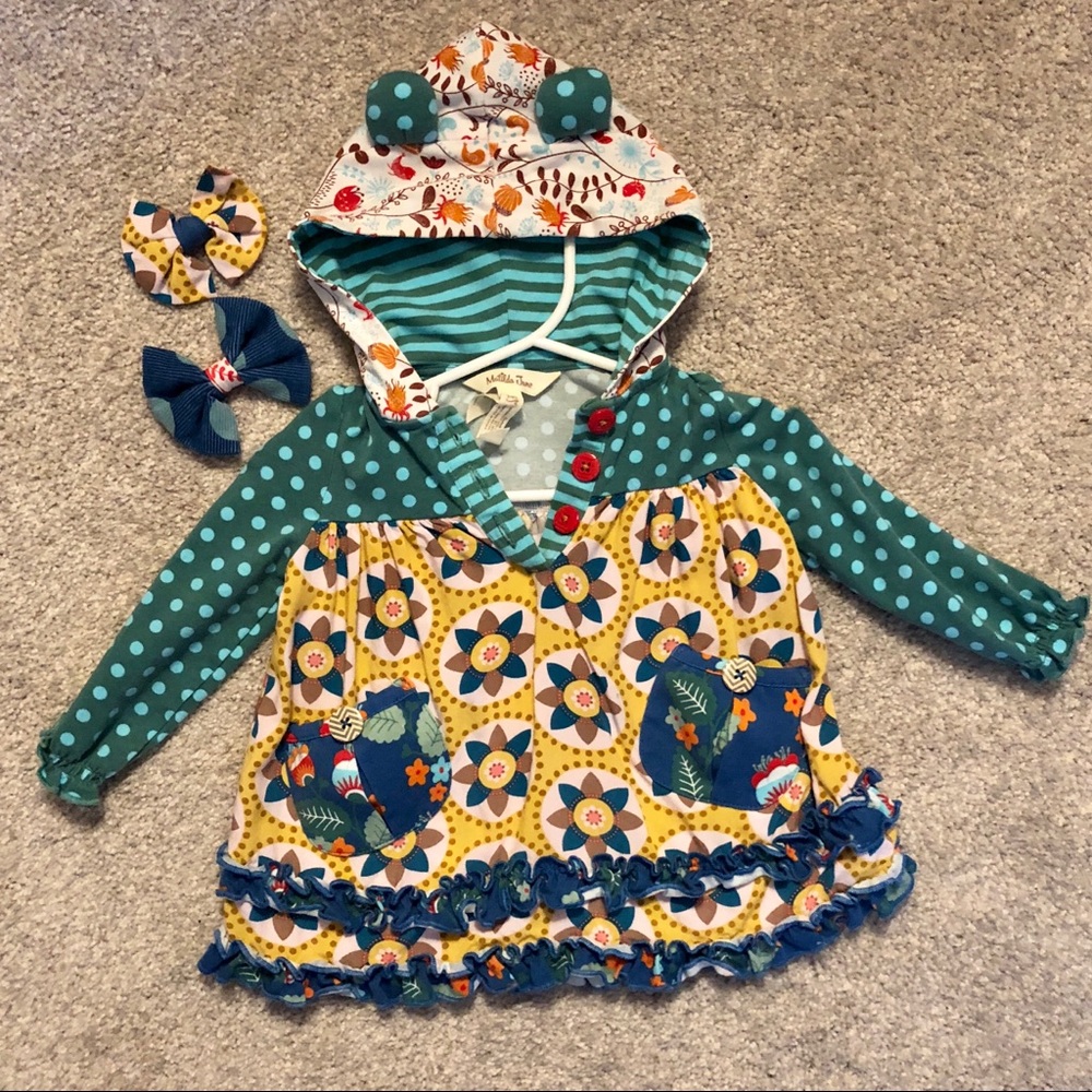 Matilda Jane Baby 3-6m Hoodie with matching bows !